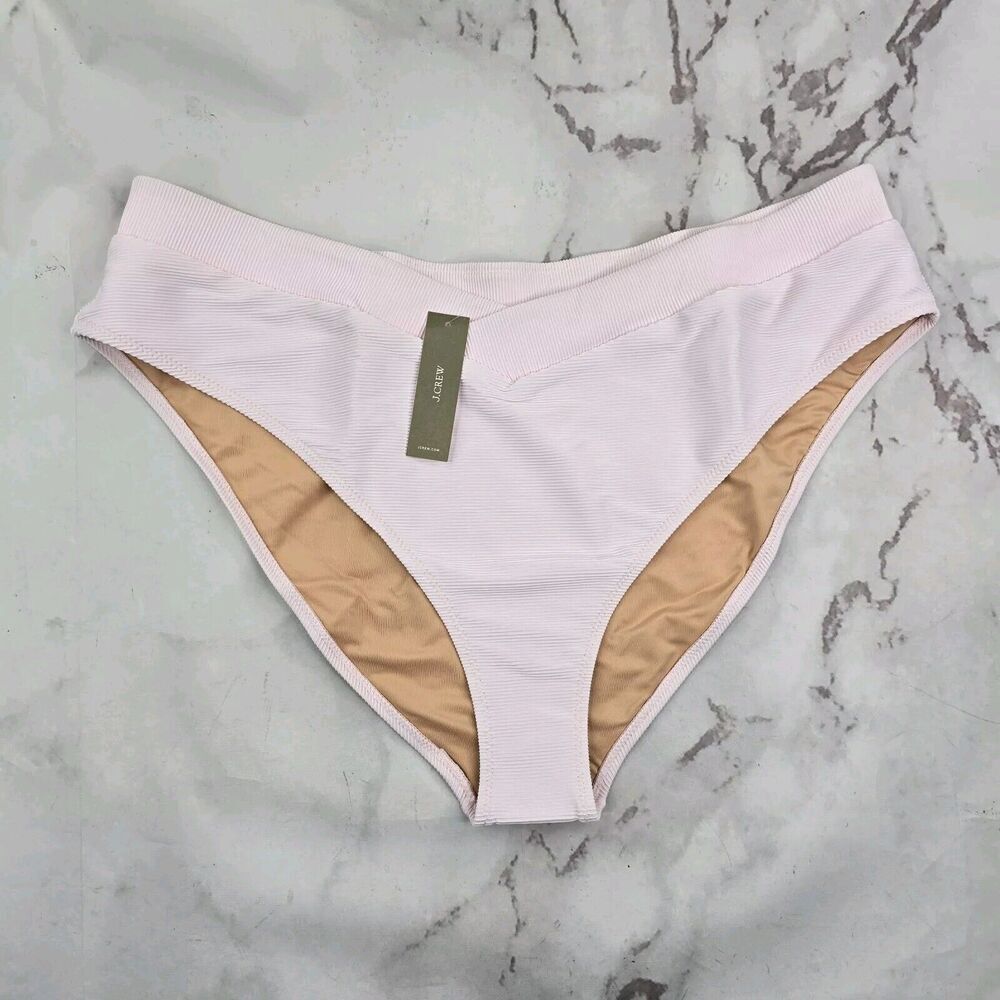 J Crew Swim Bottom Pink Cross Front Bikini High Rise Cut Cheeky Suit BE812